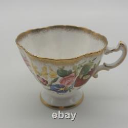 Vintage Hammersley Queen Anne Bone China Tea Set Floral Gold England 1950s-70s