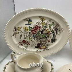 Vintage Johnson Bros BIRD OF PARADISE Floral Dish Set ENGLAND- Set of 19 Pieces