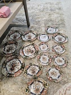 Vintage Mason's Ashworths Ironstone China Imari Style 15 Pc Plate Set England