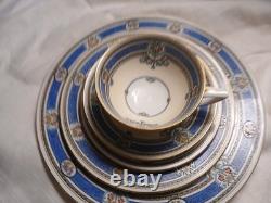 Vintage Minton China/6 -5pcs. Place Settings /Blue SCROLLS/H3727 Made In England