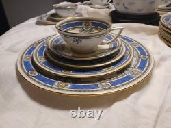 Vintage Minton China/6 -5pcs. Place Settings /Blue SCROLLS/H3727 Made In England