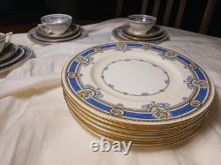 Vintage Minton China/6 -5pcs. Place Settings /Blue SCROLLS/H3727 Made In England