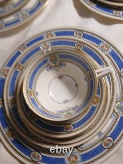 Vintage Minton China/6 -5pcs. Place Settings /Blue SCROLLS/H3727 Made In England