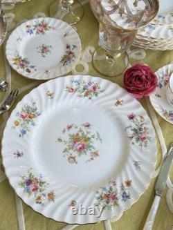 Vintage Minton MARLOW Fine Bone China Service for 8 40 Pc Floral Gilt Set