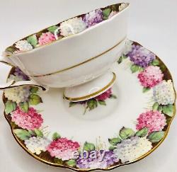 Vintage PARAGON Cup & Saucer Set Hydrangea Floral Purple Pink Teacup