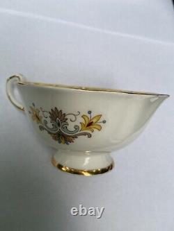 Vintage PARAGON Teacup Saucer SET Yellow Blue Gold Filigree Fine Bone China Cup