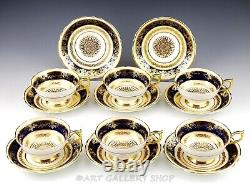 Vintage Paragon England A504 COBALT BLUE AND GOLD 6 CUPS AND 8 SAUCERS SET