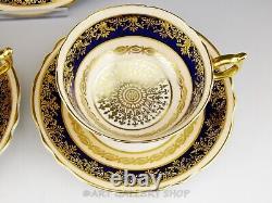 Vintage Paragon England A504 COBALT BLUE AND GOLD 6 CUPS AND 8 SAUCERS SET