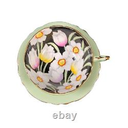 Vintage Paragon Tulip Narcissus Mint Teacup Saucer Set Double Warrant England