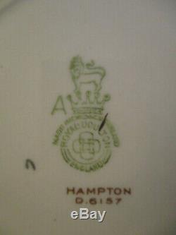Vintage ROYAL DOULTON Hampton D6157 DINNER SET & EXTRAS green/tan gold trim @ NR