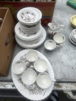 Vintage Ridgway England Floral China 39 Piece Tea & Dinner Set Teapot Cups Plate