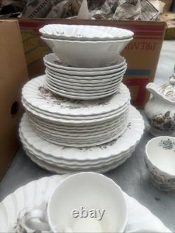 Vintage Ridgway England Floral China 39 Piece Tea & Dinner Set Teapot Cups Plate