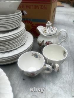 Vintage Ridgway England Floral China 39 Piece Tea & Dinner Set Teapot Cups Plate