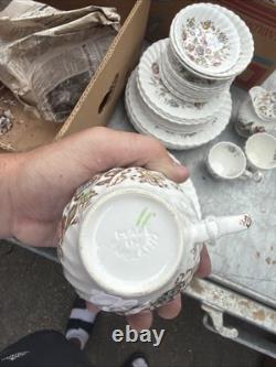 Vintage Ridgway England Floral China 39 Piece Tea & Dinner Set Teapot Cups Plate