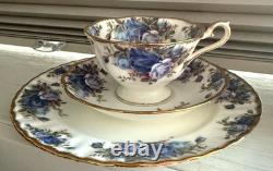 Vintage Royal Albert Bone China England 3 Pc Set Cup Saucer Plate MOONLIGHT ROSE