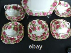 Vintage Royal Albert Bone China England Old English Rose 17 pcs. Tea Set 1930's