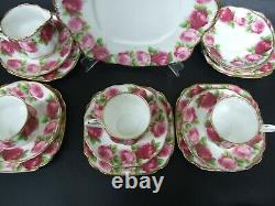 Vintage Royal Albert Bone China England Old English Rose 17 pcs. Tea Set 1930's