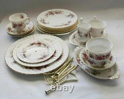 Vintage Royal Albert Lavender Rose Bone China Tea Set 20pc England Gold Trim