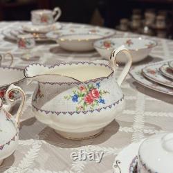 Vintage Royal Albert Petit Point Bone China Set of 5 46 Pc Mint