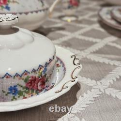 Vintage Royal Albert Petit Point Bone China Set of 5 46 Pc Mint