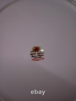 Vintage Royal Albert Yuletide Dinner Set Pointsettia Floral Bone China, 20 Pcs