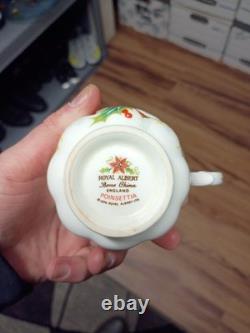 Vintage Royal Albert Yuletide Dinner Set Pointsettia Floral Bone China, 20 Pcs