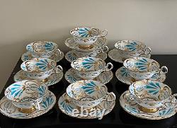 Vintage Royal Chelsea 3800A Bone China Set of 10 Footed Cups and Saucers