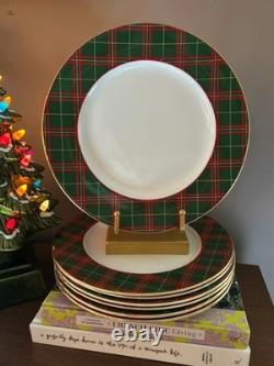 Vintage Royal Doulton English Porcelain Red Green Tartan Plate 10.5 Set Of 7