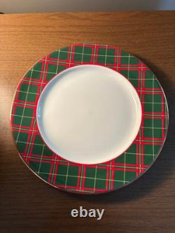 Vintage Royal Doulton English Porcelain Red Green Tartan Plate 10.5 Set Of 7