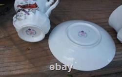 Vintage Royal Dover England Bone China Bird and Flower Tea Cups Set of 5