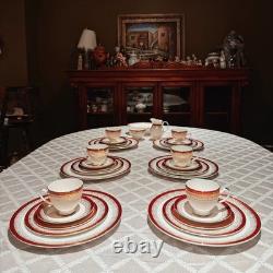 Vintage Royal Grafton Majestic Red Bone China Dinner Set 33Pc Service 6 Mint