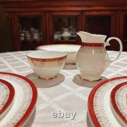 Vintage Royal Grafton Majestic Red Bone China Dinner Set 33Pc Service 6 Mint
