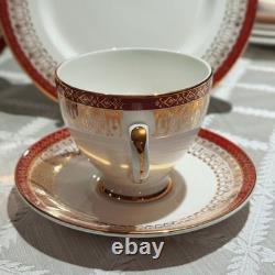 Vintage Royal Grafton Majestic Red Bone China Dinner Set 33Pc Service 6 Mint