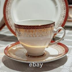 Vintage Royal Grafton Majestic Red Bone China Dinner Set 33Pc Service 6 Mint