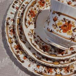 Vintage Royal Stafford Bone China Tea Set 13 Pc Pattern 8241 Orange Flowers