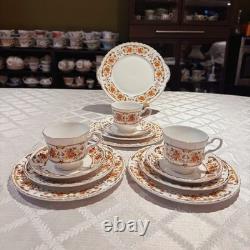 Vintage Royal Stafford Bone China Tea Set 13 Pc Pattern 8241 Orange Flowers
