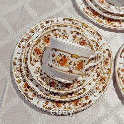 Vintage Royal Stafford Bone China Tea Set 13 Pc Pattern 8241 Orange Flowers