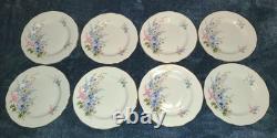 Vintage Royal Standard Fine Bone China England 8 Flowers/Gold Trim Set of 8
