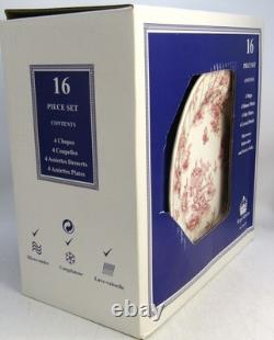 Vintage Royal Wessex by Churchill 16 Piece Toile Pink Dinnerware Set