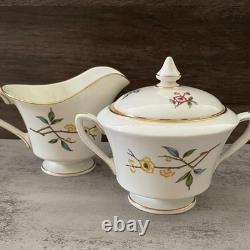Vintage Royal Worcester Blossom Time Covered Sugar Creamer 3-PC Bone China MINT