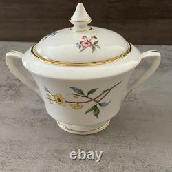 Vintage Royal Worcester Blossom Time Covered Sugar Creamer 3-PC Bone China MINT