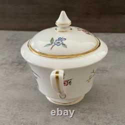 Vintage Royal Worcester Blossom Time Covered Sugar Creamer 3-PC Bone China MINT