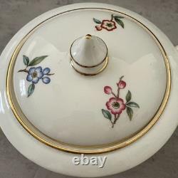 Vintage Royal Worcester Blossom Time Covered Sugar Creamer 3-PC Bone China MINT