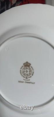 Vintage Royal Worcester Fine Bone China England Gold Chantilly Service for 12