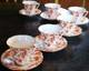 Vintage Set 6 ROYAL GRAFTON'ASHLEY RED' Tea Cups & Saucers ENGLAND Bone China