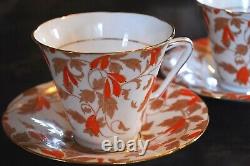 Vintage Set 6 ROYAL GRAFTON'ASHLEY RED' Tea Cups & Saucers ENGLAND Bone China