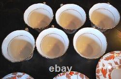 Vintage Set 6 ROYAL GRAFTON'ASHLEY RED' Tea Cups & Saucers ENGLAND Bone China