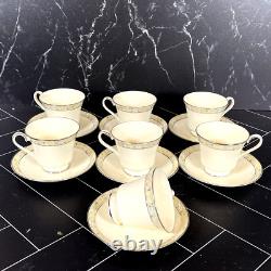 Vintage Set of 7 Minton Wimbledon Cups and Saucers Fine Bone China England