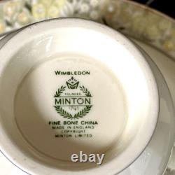 Vintage Set of 7 Minton Wimbledon Cups and Saucers Fine Bone China England