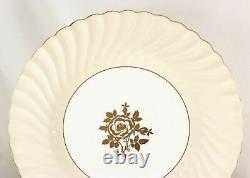Vintage Set(s) 6 Dinner Plates Minton Bone China England S502 Gold Cream Swirled